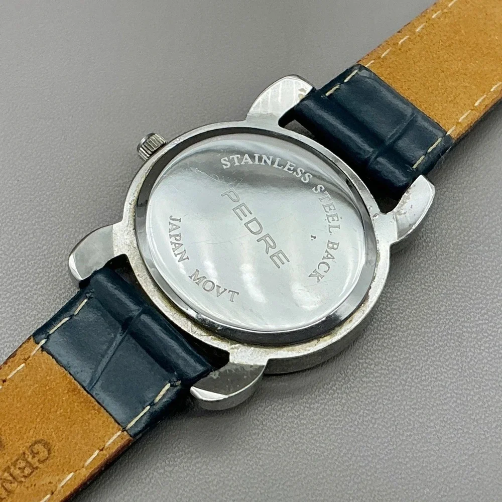 Talbots Watch Women Silver Tone Blue Leather Band Analog Quartz NEW BATTERY